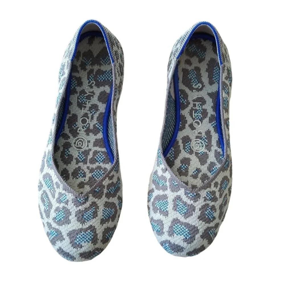 Rothys The Flats in Spotted Leopard Grey/Blue